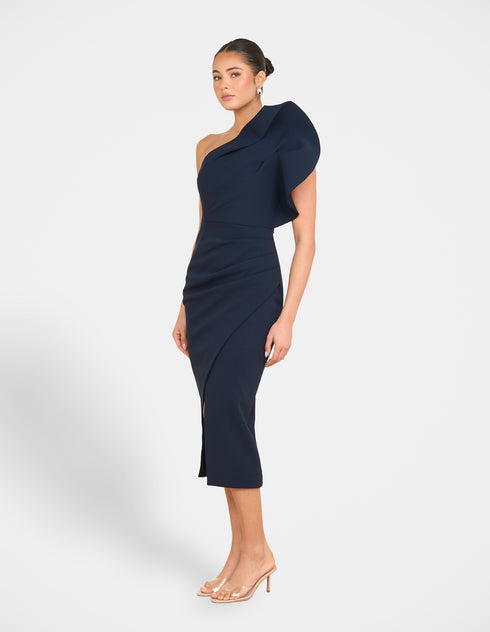 Elise Asymmetric Midi Dress